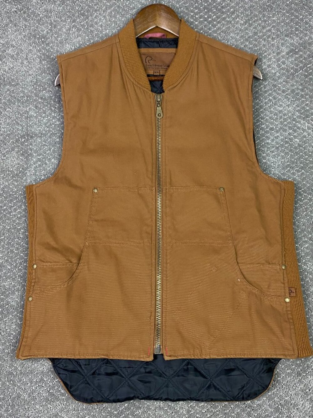 Ducks Unlimited Canvas Vest Mens Medium Brown Hunting Fishing Outdoor Chore Barn